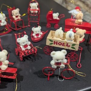 Festive Teddy Bear Toy Set - Red and Cream